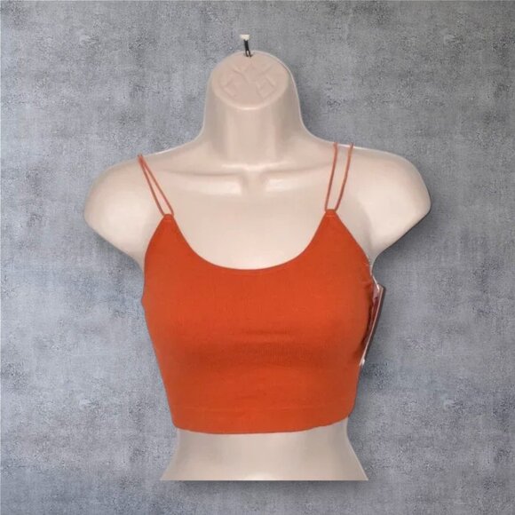 NWT ANWND Crop Halter Top Rust Color Double Spaghetti Strap Scoop Neck - Picture 1 of 3